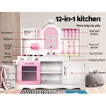 Keezi Kids Kitchen Play Set Wooden Pretend Toys Cooking Children Storage Cabinet PLAY-WOOD-PRINCESS-WHITE