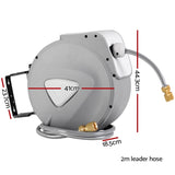 Water Hose Reel 30M Retractable Garden Auto Rewind Brass Spray Gun HR-WA-AUTO-30M-MTL