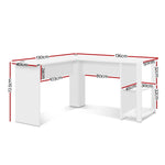 Artiss Computer Desk Shelf L-Shape White 136CM FURNI-N-DESK01-WH-AB