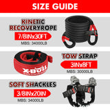 X-BULL Recovery Kit Kinetic Recovery Rope With Hitch Receiver 5T Recovery Receiver V211-AU-XBRK012XBRK013