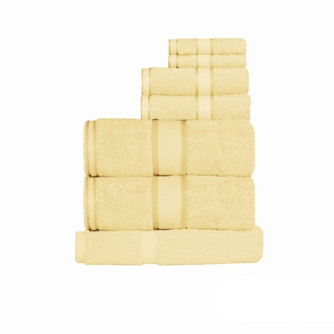 Kingtex 550gsm Cotton 7 Pce Towel Set Yellow V442-KIT-TOWEL-7PTOWEL-YELLOW