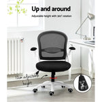 Artiss Mesh Office Chair Mid Back Black OCHAIR-G-2013-WH-BK