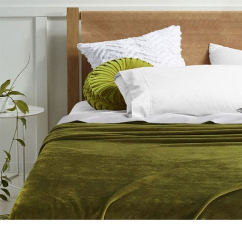 Accessorize Super Soft Blanket Single Size 160 x 240 cm Moss Green V442-HIN-BLANKET-SUPERSOFT-MOSS-SB