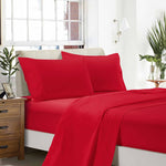 1000TC Ultra Soft King Single Size Bed Red Flat & Fitted Sheet Set V493-AKSS-04
