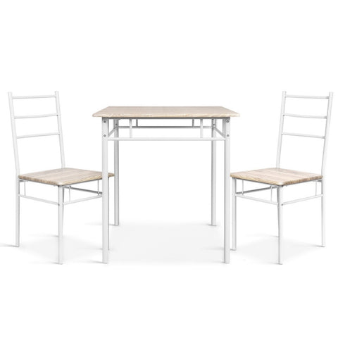 Artiss Dining Table And Chairs Set fo 3 Oak MET-DESK-356-OA