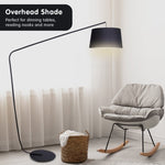 Sarantino Metal Arc Floor Lamp in Black Finish with Linen Taper Shade LMP-MLM-447