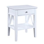 Sarantino Greta Bedside Table with Drawer - White TBL-389-03-WH