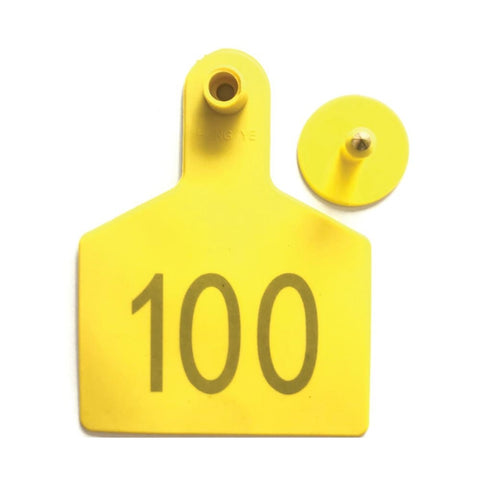 1-100 Cattle Number Ear Tags 7.5x10cm Set - XL Yellow Cow Sheep Livestock Labels V238-SUPDZ-31399151140944