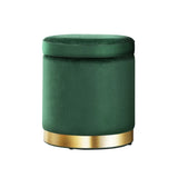 Artiss Ottoman Storage Foot Stool Round Velvet Green FS-B-673-VEL-GN