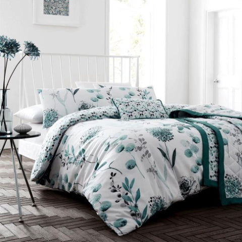 Ink Floral Teal Quilt Cover Set Super King V442-ATX-QUILTCS-INKFLORAL-TEAL-SK