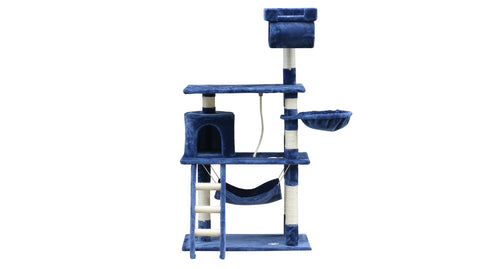 YES4PETS 140 cm Cat Kitten Scratching Post Tree W ladder & Hammock-Blue V278-CT140_BLUE