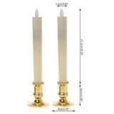 50 Pack Taper Stick White Battery Candle - Natural Flame Light Colour No Flicker - Gold Stand Base V382-LEDTLGS50