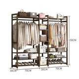 Portable Clothes Rack Coat Garment Stand Bamboo Rail Hanger Airer Closet V63-838071