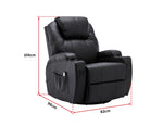 Black Massage Sofa Chair Recliner 360 Degree Swivel PU Leather Lounge 8 Point Heated V63-821971