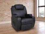 Black Massage Sofa Chair Recliner 360 Degree Swivel PU Leather Lounge 8 Point Heated V63-821971