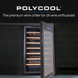 POLYCOOL 128L 51 Bottle Wine Bar Fridge Underbench Cooler Compressor Glass Door, Black V219-APPWCLPY5CKA