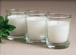 20 White Wax Clear Glass Holder Votive Candle - Wedding Event Centrepiece Table Decoration V382-20CLEAR-GLASS-WHITE-WAX