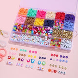 12 Colors 4000pcs DIY Ceramic Loose Bead Set 6mm Flat Round Polymer Clay Beads Jewelry Making Kit V571-728040811195