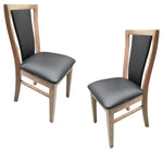 Fairmont 2pc Set Dining Chair PU Leather Seat Padded Back Solid Oak Timber Wood V315-CLRP01-PUB-SMK-2PC-KIT