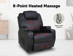 Black Massage Sofa Chair Recliner 360 Degree Swivel PU Leather Lounge 8 Point Heated V63-821971