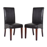 2x Wooden Frame Brown Leatherette Dining Chairs with Solid Pine Legs V43-DC-SWI-BRN