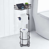 Toilet Paper Holder Stand and Storage Dispenser with Shelf for Bathroom V178-84373