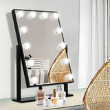 Embellir Makeup Mirror 30x48cm Hollywood Vanity with LED Light Rotation Tabletop MM-STAND-FRAMELS-BK