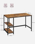 Computer Desk 2 Shelves Rustic, Brown Black V178-58984