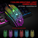 T-Wolf TF400 4-pcs Rainbow Keyboard/Mouse/Headphone/Mouse Pad Kit Set V28-ELETEQTF400