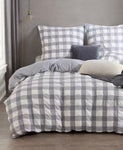 Rylee Grey Check Seersucker Quilt Cover Set - King Size V493-JH-K-06