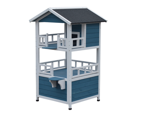 YES4PETS Double Story Cat Shelter Condo with Escape Door Rainproof Kitty House V278-CH425-PS7436