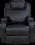 Black Massage Sofa Chair Recliner 360 Degree Swivel PU Leather Lounge 8 Point Heated V63-821971