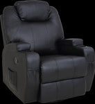 Black Massage Sofa Chair Recliner 360 Degree Swivel PU Leather Lounge 8 Point Heated V63-821971