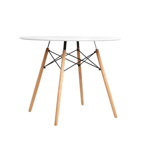 Artiss Dining Table Round White 4 Seater 90CM BA-BB-DSW-TAB90-WH