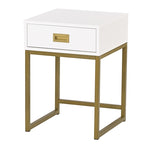 Sarantino Emilia Bedside Table Night Stand - White/Gold TBL-172-07-WHGD