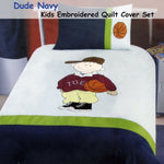 Dude Basketball Embroidered Quilt Cover Set Single V442-ABR-QUILTCS-DUDE-NAVY-SB