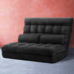 Artiss Lounge Sofa Bed 2-seater Charcoal Suede FLOOR-SBL-170SUE-CHA