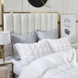 Ruffles Textured Jacquard King Size white Duvet Quilt Cover Set V493-JH-01-K