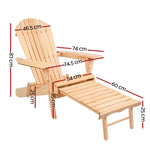 Gardeon 2PC Adirondack Outdoor Chairs Wooden Sun Lounge Patio Furniture Garden Natural FF-BEACH-CHOTTO-NTL-2X