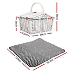Alfresco 2 Person Picnic Basket Set Insulated Blanket Bag PICNIC-2PPL-BASKET-WH