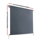 Instahut Outdoor Blinds Blackout Roll Down Awning Window Shade 2.1X2.5M Grey AWN-B-DOWN-PS-21-GREY