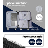 Wanderlite 3pcs LuggageTrolley Set Travel Suitcase Storage Organiser Carry On Hard Case TSA LUG-ABS-SPA-3SET-BK