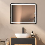 Rectangular Mirror LED Anti-Fog Illuminated Bathroom Living Room - 90x70cm V63-840631