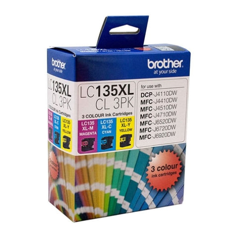 Brother LC-135XL Colour Value Pack 1XCyan 1X Magenta 1X Yellow V177-D-B135XLCMY