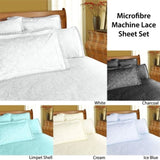 Shangri La Microfibre Machine Lace Sheet Set Limpet Shell King V442-KIT-SHEETS-MICROFIBREMACHINELACE-LIMPETSHELL-KI