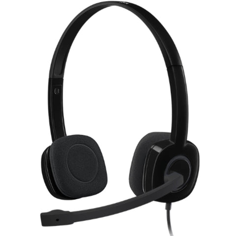 Logitech H151 Stereo Headset Light Weight Adjustable Headphone with Microphone 3.5mm jack In-line V177-L-SPLT-H151BLK