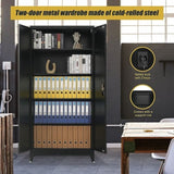 Two-Door Metal Cabinet Shelf Storage for Home Office Gym V63-844361