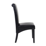 2x Wooden Frame Black Leatherette Dining Chairs with Solid Pine Legs V43-DC-SWI-BLN