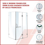 900 x 900mm Frameless 10mm Glass Shower Screen By Della Francesca V63-830311