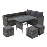 Gardeon Outdoor Furniture Dining Setting Sofa Set Lounge Wicker 9 Seater Mixed Grey ODF-SDBOSS-3OTM-GE